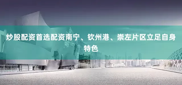 炒股配资首选配资南宁、钦州港、崇左片区立足自身特色